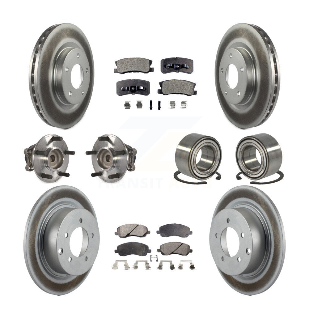 Hub Bearing Coat Brake Rotor Pad Front Rear Kit (10Pc) For 12 Mitsubishi RVR FWD