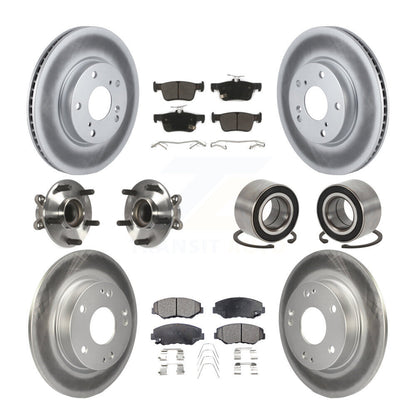 Hub Bearing Coated Disc Brake Rotor & Pads Front Rear Kit (10Pc) For Honda Civic