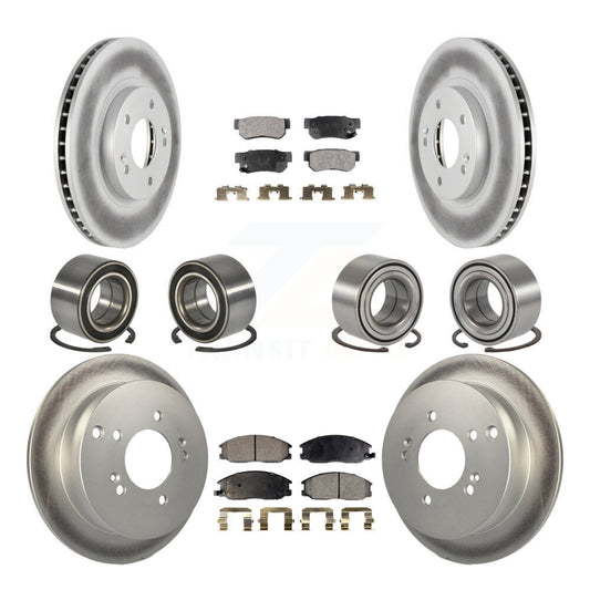 Bearing Coated Brake Rotor & Pads Front Rear Kit (10Pc) For Hyundai Santa Fe 4WD