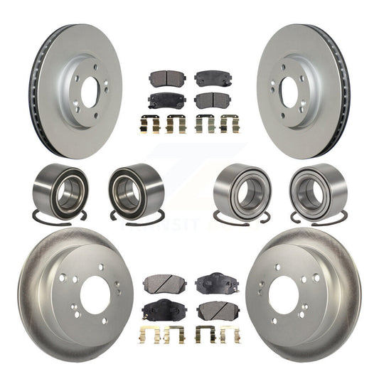 Bearing Coated Disc Brake Rotor Pad Front Rear Kit (10Pc) For Hyundai Tucson Kia