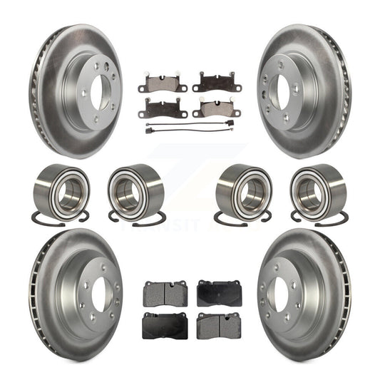 Bearing Coated Disc Brake Rotor Pad Front Rear Kit (10Pc) For Volkswagen Touareg
