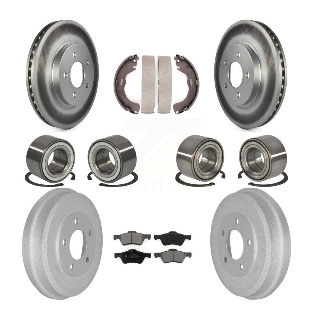 Bearing Coated Brake Rotor Pads Shoe Front Rear Kit (10Pc) For Ford Escape Mazda