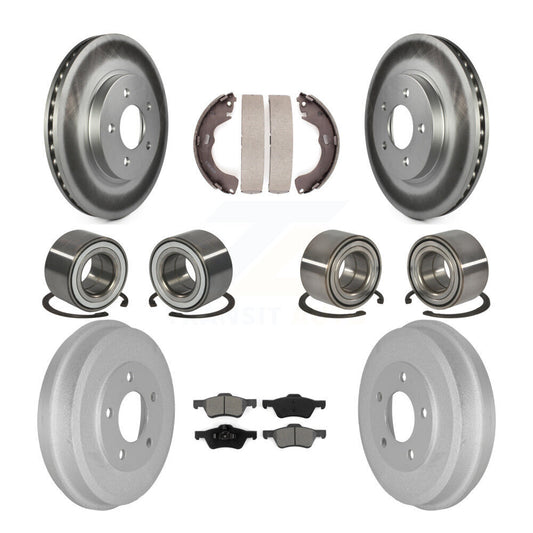 Bearing Coated Brake Rotor Pads Shoe Front Rear Kit (10Pc) For Ford Escape Mazda