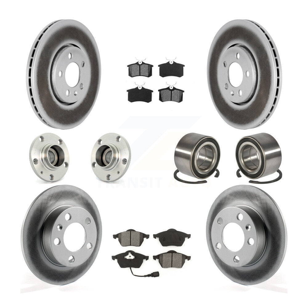 Hub Bearing Coat Brake Rotor Pad Front Rear Kit (10Pc) For Volkswagen Golf Jetta