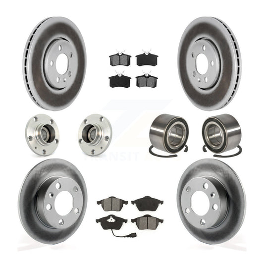 Hub Bearing Coat Brake Rotor Pad Front Rear Kit (10Pc) For Volkswagen Golf Jetta