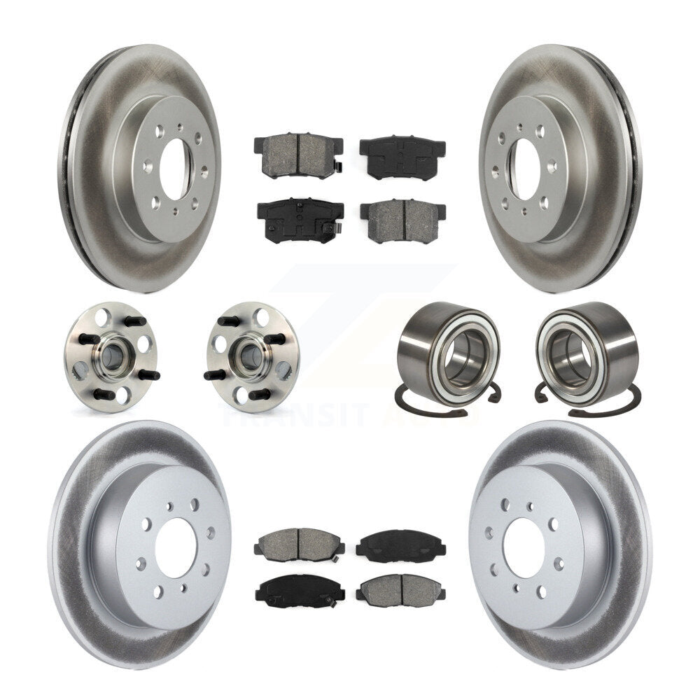 Hub Bearing Coated Brake Rotor Pads Front Rear Kit (10Pc) For 2001-2005 Acura EL