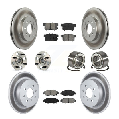 Hub Bearing Coated Brake Rotor Pads Front Rear Kit (10Pc) For 2001-2005 Acura EL