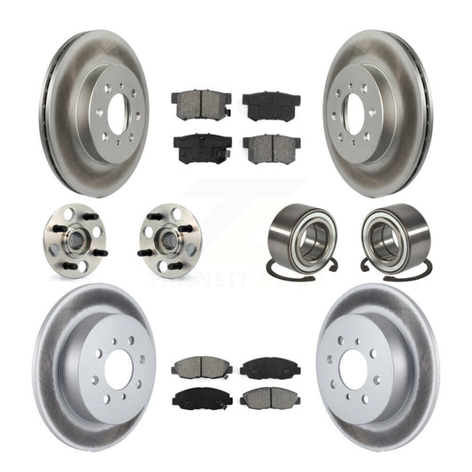 Hub Bearing Coated Brake Rotor Pads Front Rear Kit (10Pc) For 2001-2005 Acura EL