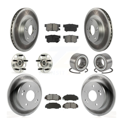 Hub Bearing Coated Disc Brake Rotor & Pad Front Rear Kit (10Pc) For Honda Accord