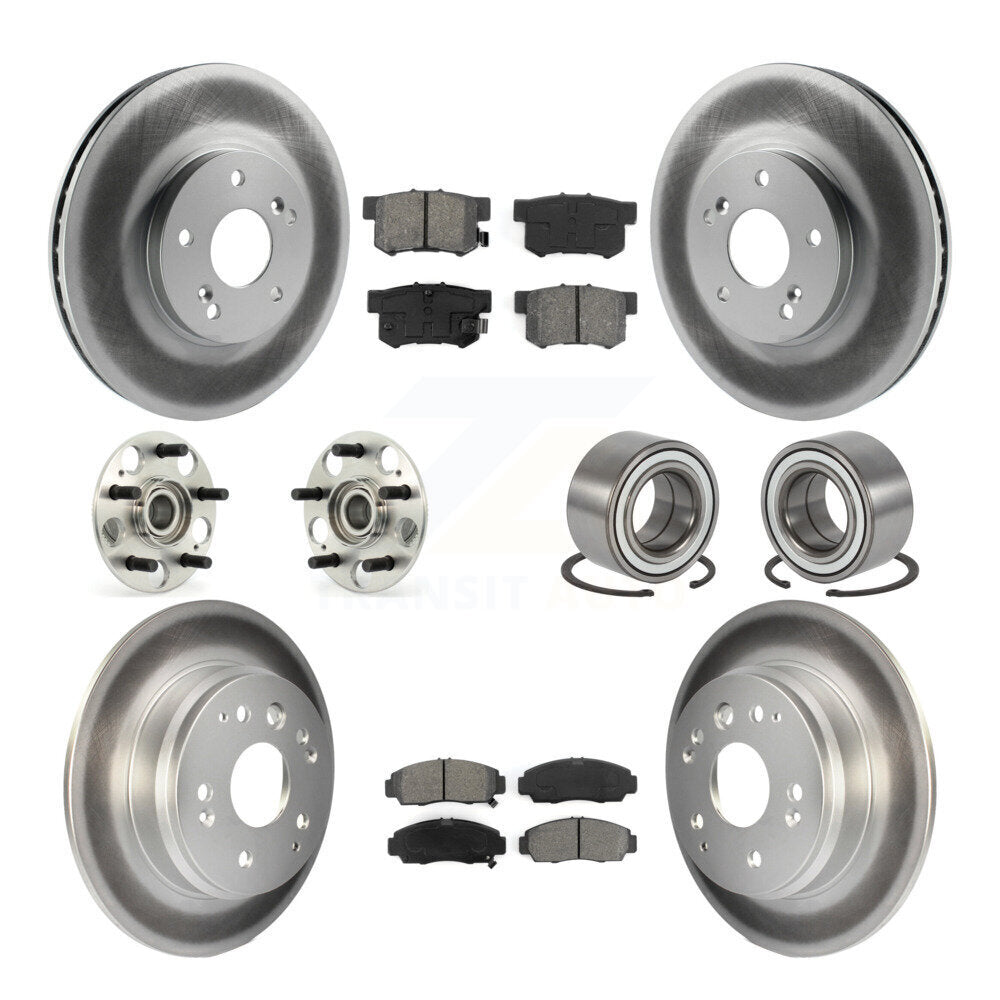 Hub Bearing Coated Brake Rotor Pads Front Rear Kit (10Pc) For 1999-2003 Acura TL