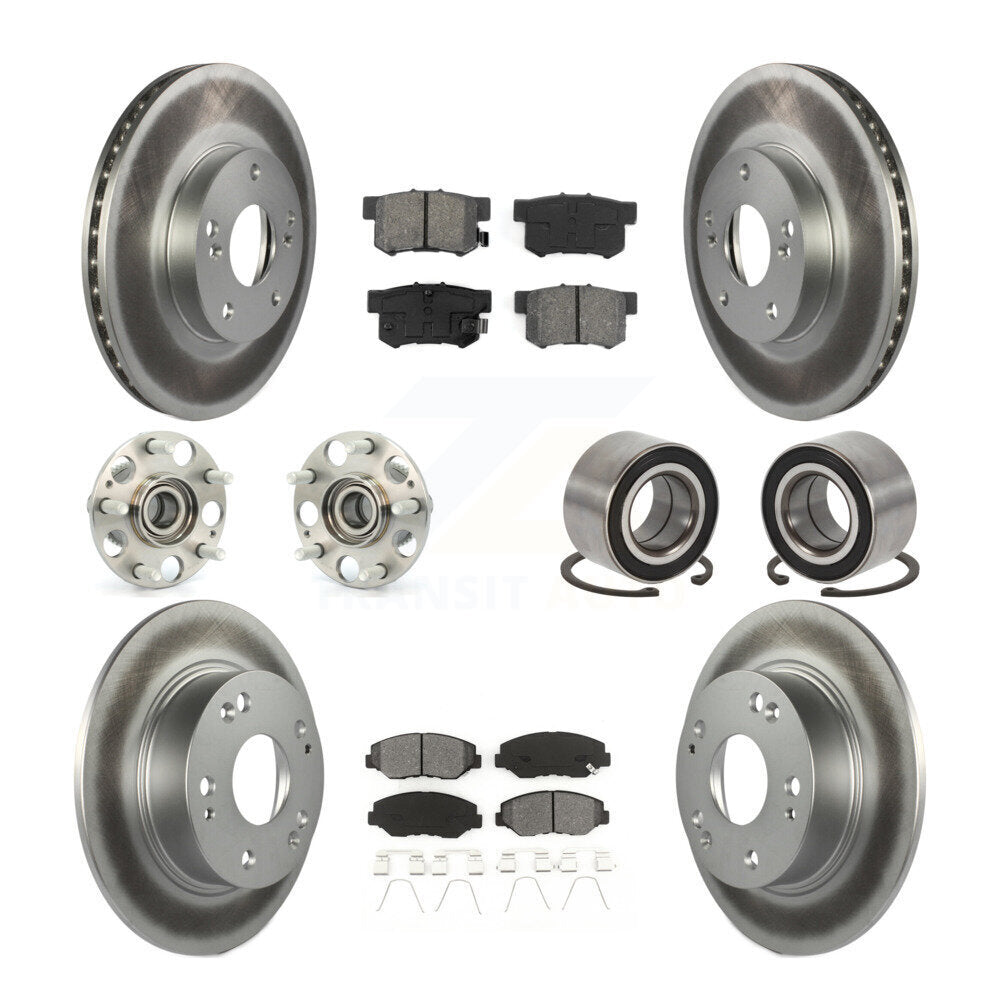 Hub Bearing Coated Disc Brake Rotor & Pad Front Rear Kit (10Pc) For Honda Accord
