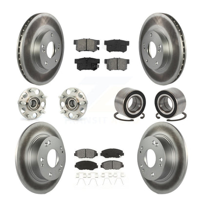 Hub Bearing Coated Disc Brake Rotor & Pad Front Rear Kit (10Pc) For Honda Accord