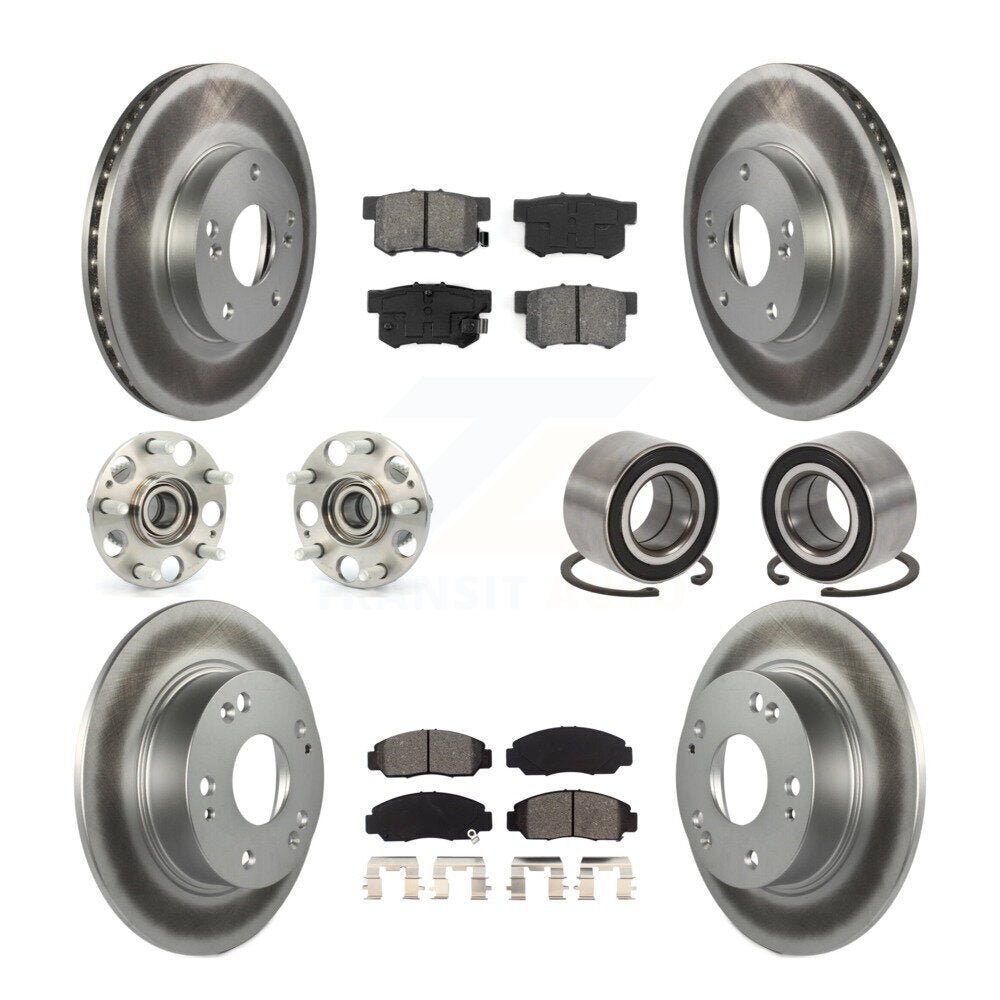 Hub Bearing Coated Disc Brake Rotor & Pad Front Rear Kit (10Pc) For Honda Accord