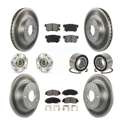 Hub Bearing Coated Disc Brake Rotor & Pad Front Rear Kit (10Pc) For Honda Accord