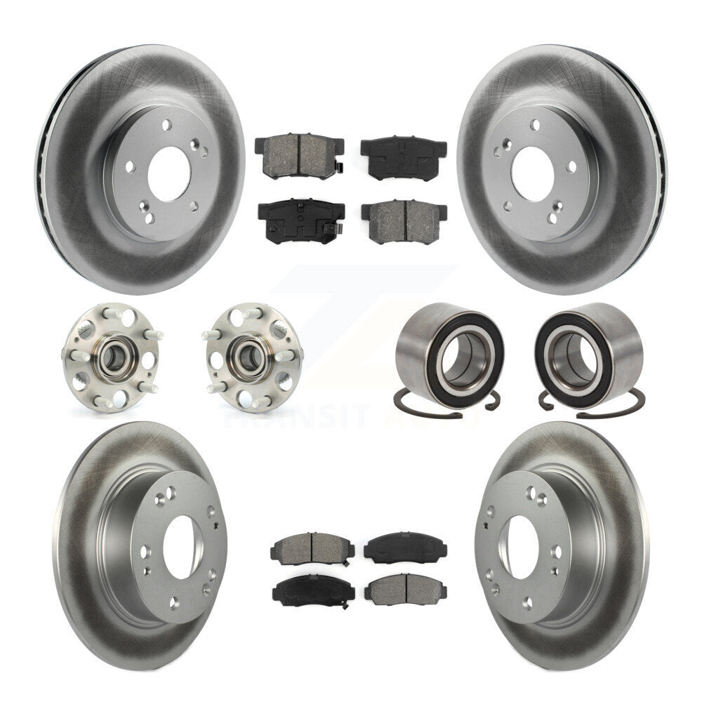 Hub Bearing Coated Disc Brake Rotor & Pad Front Rear Kit (10Pc) For Honda Accord