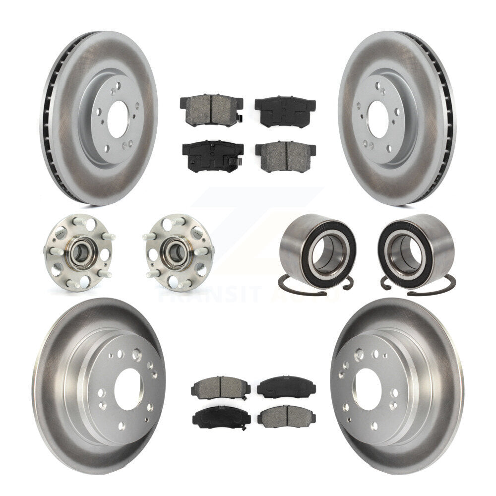 Hub Bearing Coated Disc Brake Rotors And Pads Front Rear Kit (10Pc) For Acura TL
