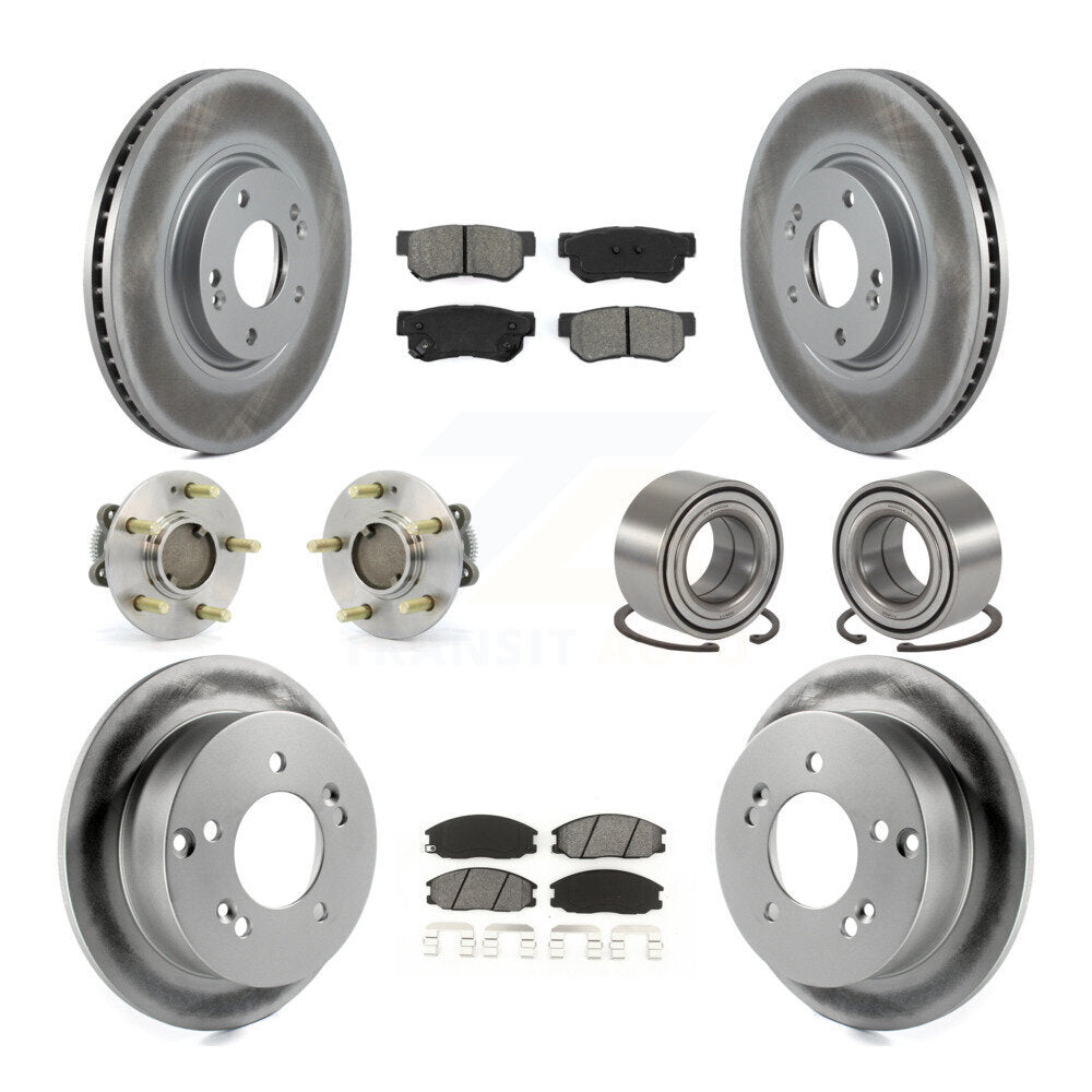 Hub Bearing Coated Disc Brake Rotor Pads Front Rear Kit (10Pc) For Hyundai XG350