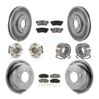 Hub Bearing Coated Disc Brake Rotor Pads Front Rear Kit (10Pc) For Hyundai XG350