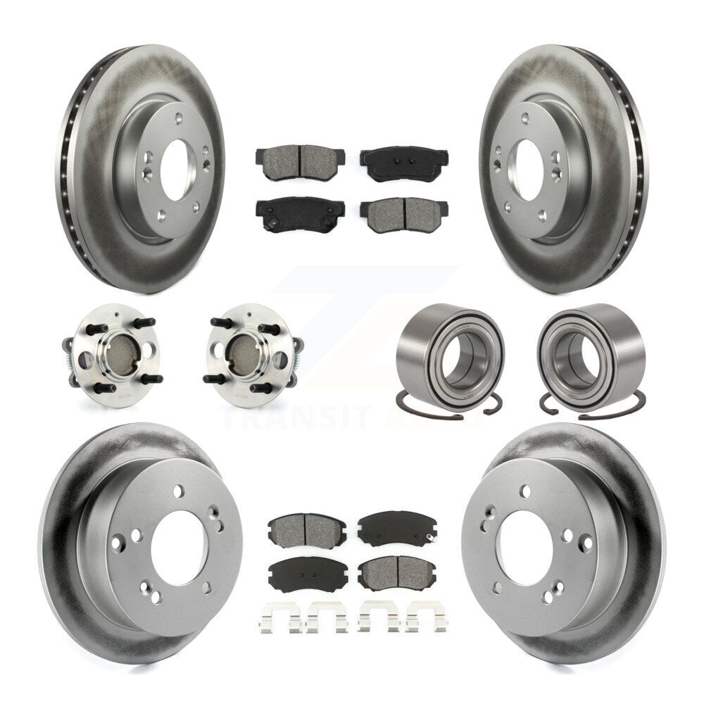 Hub Bearing Coated Disc Brake Rotor Pad Front Rear Kit (10Pc) For Hyundai Sonata