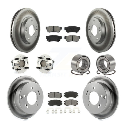 Hub Bearing Coated Disc Brake Rotor Pad Front Rear Kit (10Pc) For Hyundai Sonata