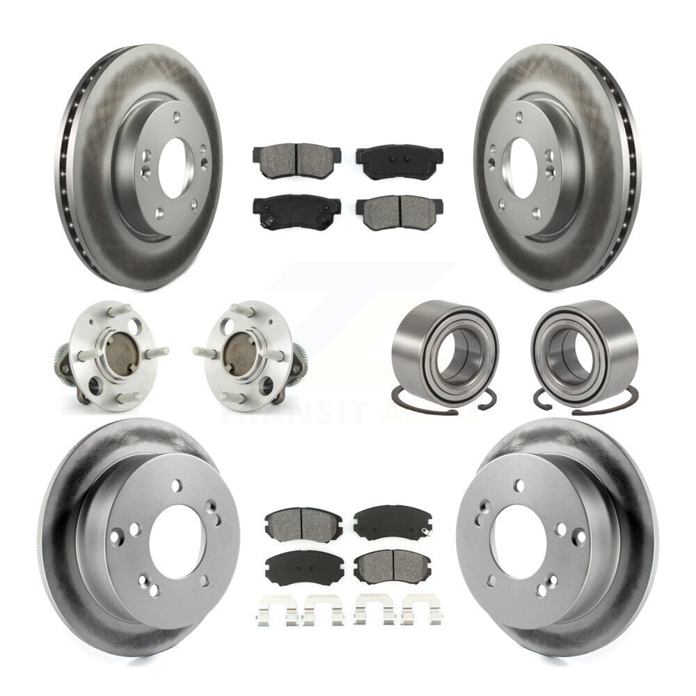 Hub Bearing Coated Disc Brake Rotor Pad Front Rear Kit (10Pc) For Hyundai Sonata