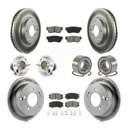Hub Bearing Coated Disc Brake Rotor Pad Front Rear Kit (10Pc) For Hyundai Sonata