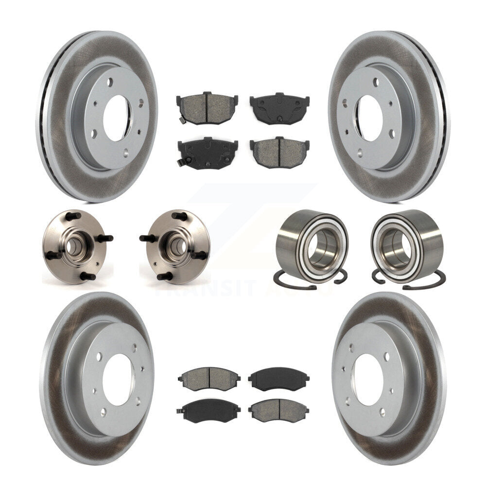 Hub Bearing Coated Brake Rotor And Pad Front Rear Kit (10Pc) For Hyundai Elantra