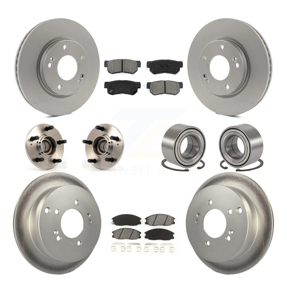 Hub Bearing Coated Brake Rotor & Pads Front Rear Kit (10Pc) For Hyundai Santa Fe