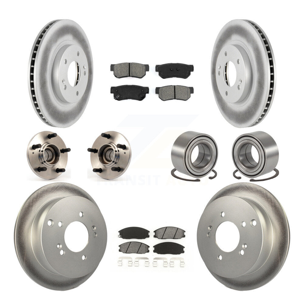 Hub Bearing Coated Brake Rotor & Pads Front Rear Kit (10Pc) For Hyundai Santa Fe