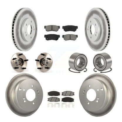 Hub Bearing Coated Brake Rotor & Pads Front Rear Kit (10Pc) For Hyundai Santa Fe