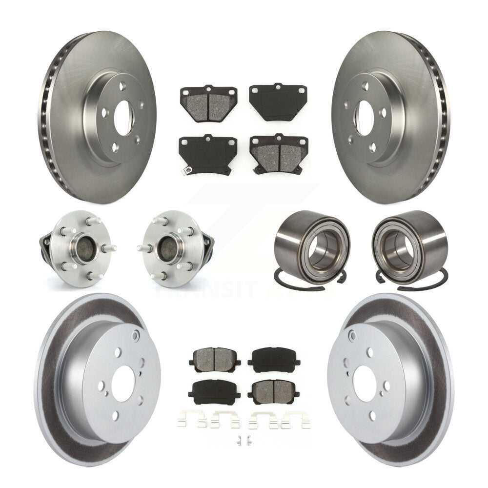 Hub Bearing Coat Brake Rotor Pad Front Rear Kit (10Pc) For Toyota Matrix Corolla