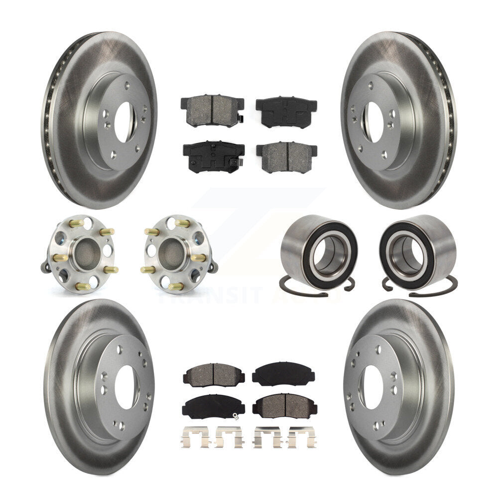 Hub Bearing Coated Disc Brake Rotor And Pads Front Rear Kit (10Pc) For Acura CSX