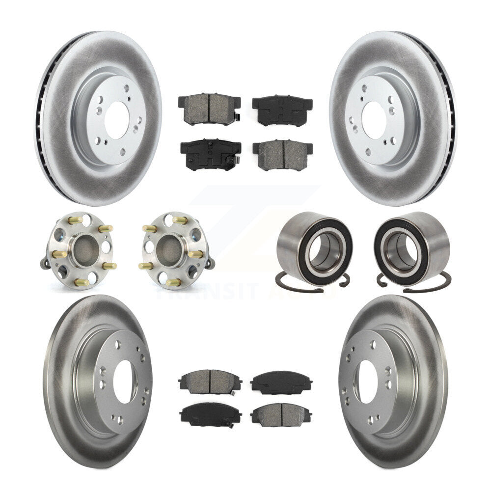 Hub Bearing Coat Brake Rotor Pad Front Rear Kit (10Pc) For Honda Civic Acura CSX