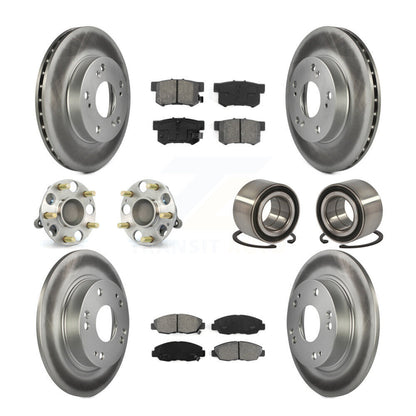Hub Bearing Coated Disc Brake Rotor & Pads Front Rear Kit (10Pc) For Honda Civic