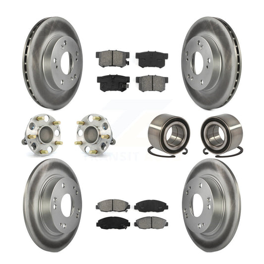 Hub Bearing Coated Disc Brake Rotor & Pads Front Rear Kit (10Pc) For Honda Civic