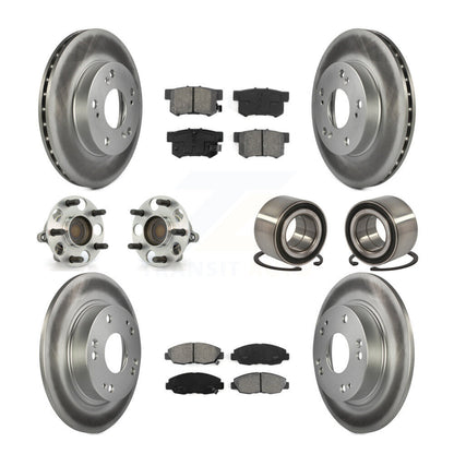Hub Bearing Coated Disc Brake Rotor & Pads Front Rear Kit (10Pc) For Honda Civic