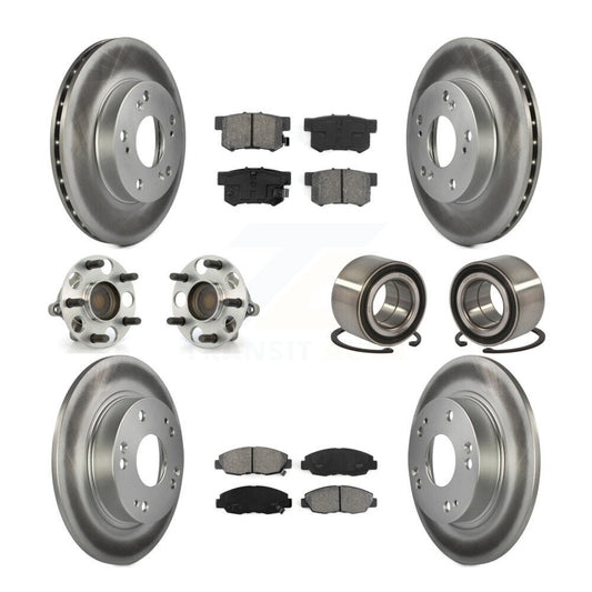 Hub Bearing Coated Disc Brake Rotor & Pads Front Rear Kit (10Pc) For Honda Civic