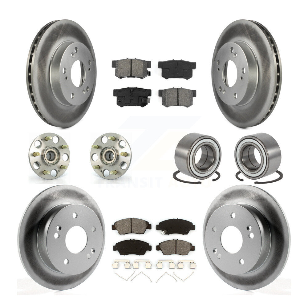 Hub Bearing Coat Brake Rotor Pad Front Rear Kit (10Pc) For Honda Civic Acura RSX