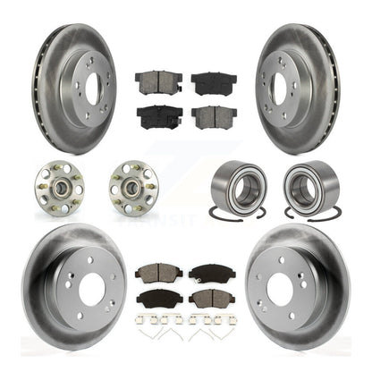 Hub Bearing Coat Brake Rotor Pad Front Rear Kit (10Pc) For Honda Civic Acura RSX