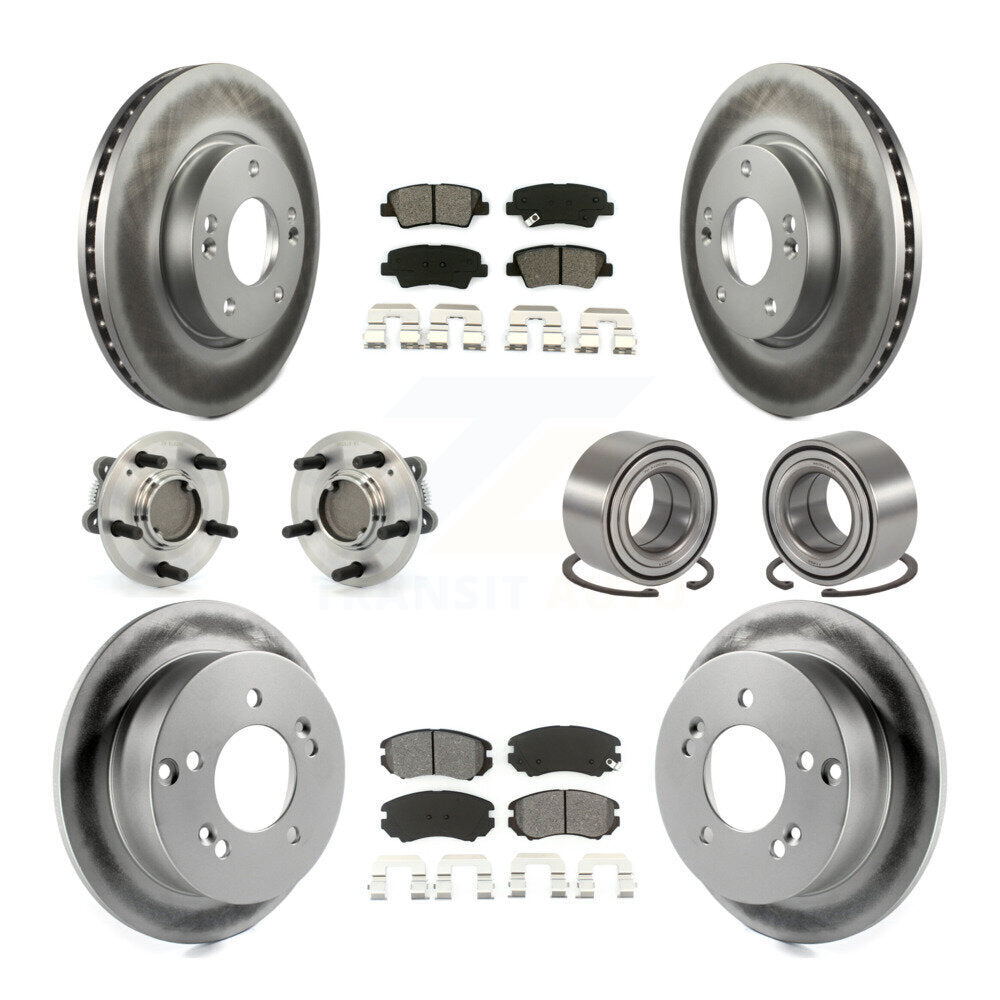 Hub Bearing Coated Disc Brake Rotor Pad Front Rear Kit (10Pc) For Hyundai Sonata
