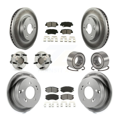 Hub Bearing Coated Disc Brake Rotor Pad Front Rear Kit (10Pc) For Hyundai Sonata