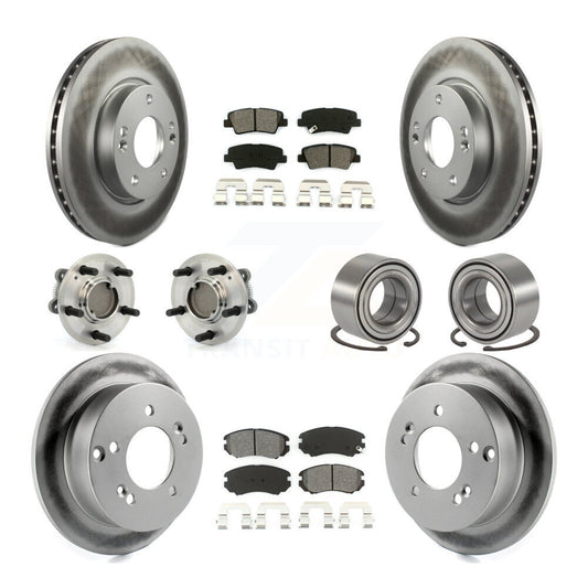 Hub Bearing Coated Disc Brake Rotor Pad Front Rear Kit (10Pc) For Hyundai Sonata
