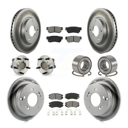Hub Bearing Coated Brake Rotor Pads Front Rear Kit (10Pc) For Hyundai Sonata Kia