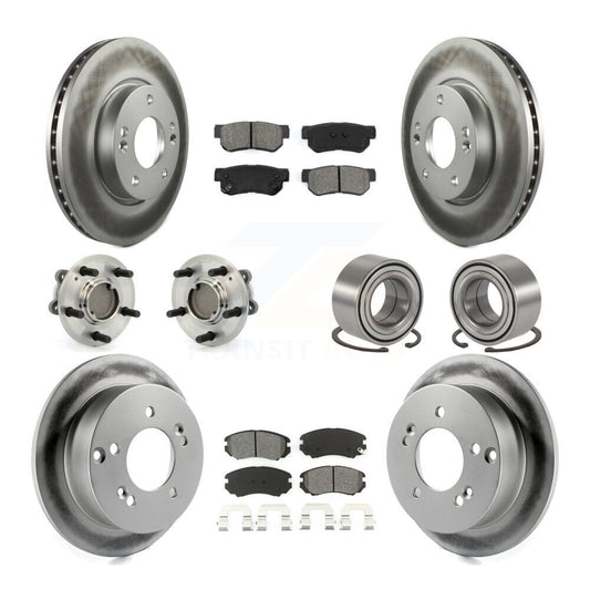 Hub Bearing Coated Brake Rotor Pads Front Rear Kit (10Pc) For Hyundai Sonata Kia