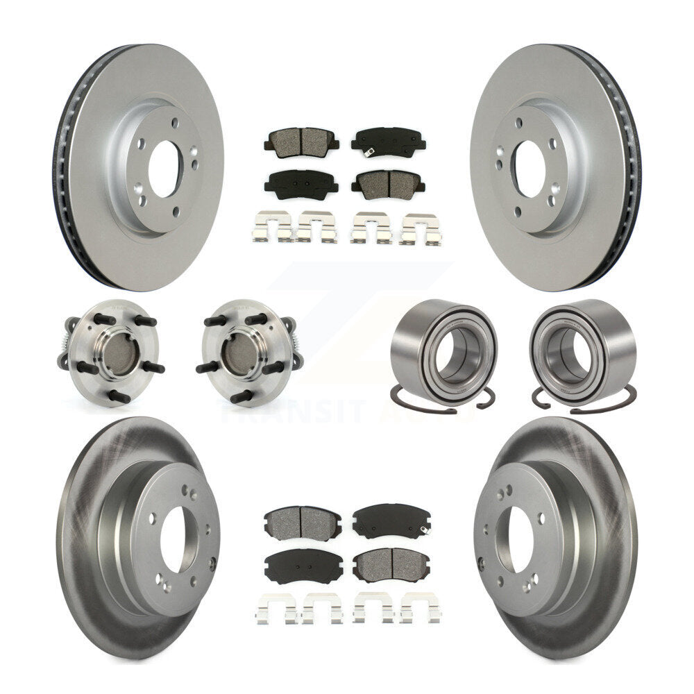 Hub Bearing Coated Disc Brake Rotor Pad Front Rear Kit (10Pc) For Hyundai Sonata