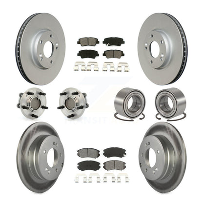 Hub Bearing Coated Disc Brake Rotor Pad Front Rear Kit (10Pc) For Hyundai Sonata