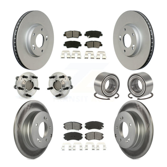 Hub Bearing Coated Disc Brake Rotor Pad Front Rear Kit (10Pc) For Hyundai Sonata