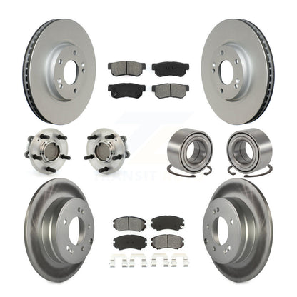 Hub Bearing Coated Disc Brake Rotor Pad Front Rear Kit (10Pc) For Hyundai Sonata