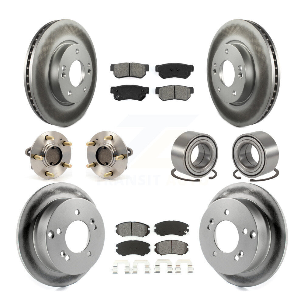 Hub Bearing Coated Brake Rotor Pads Front Rear Kit (10Pc) For Hyundai Sonata Kia