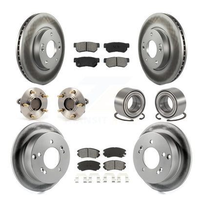 Hub Bearing Coated Brake Rotor Pads Front Rear Kit (10Pc) For Hyundai Sonata Kia
